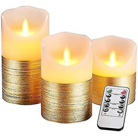 3-pack Guld LED-ljus med Batteri, Fjärrkontroll och 24-timmars Timer