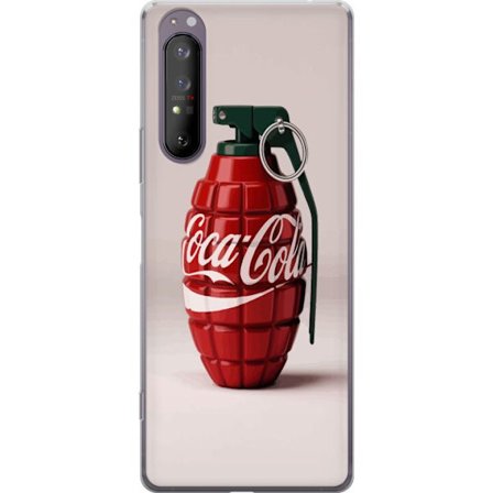 Yhteensopiva Puhelinkuori Sony Sony Xperia 1 II Taiteellinen kuva Coca Cola -granaatista punaisena ja vihreänä, pop-art-inspiroitu motiivi leikkisä