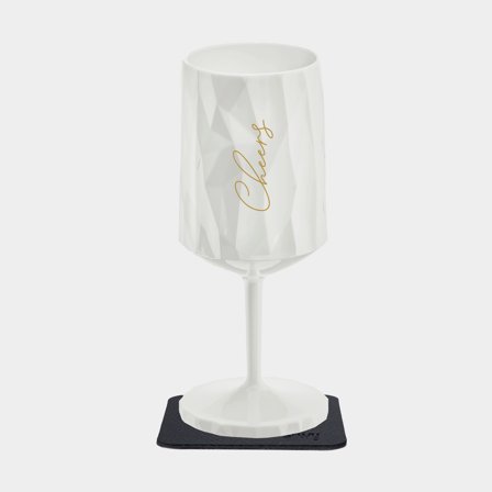 Magnetic plastic wine glass Silwy Magnetic Plastic Glass Wine Cheers, white, 30 cl + magnetic coaster