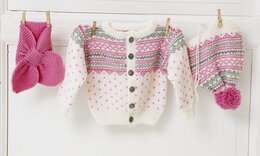 Beskrivning Kofta, mössa, scarf