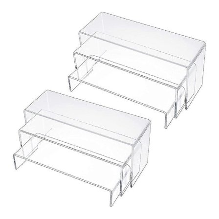 Akryl Display Risers, Klare Rektangel Stativ Hylle for Display 6 stk