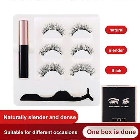 Vanntett Magnetisk Eyeliner med Øyevipper og Pinsett 3 Par Sett Lange Vipper