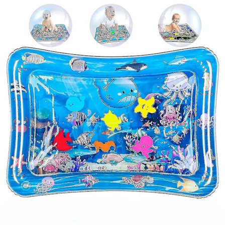 Vattenmatta för bebis, Vattenlekmatta Bpa-fri, Bebisleksaker 3 6 9 månader, Uppblåsbar magtidmatta, Roliga aktiviteter som stimulerar ditt barns 