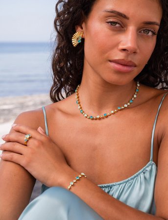 Caroline Svedbom Calanthe Necklace Gold - Blue - ONE SIZE