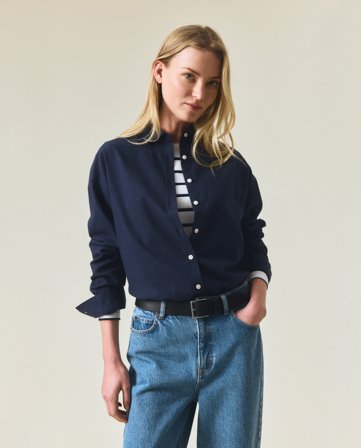 Lexington Casual Baumwollflanell Hemd, dunkelblau meliert