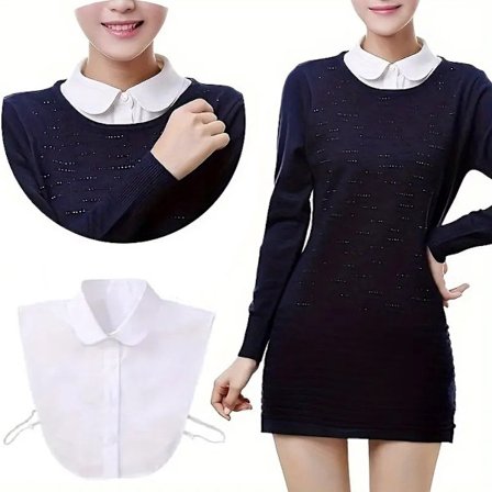 Løs Krave Med Rund Krave I Spids Krave I Blusekrave I Falsk Løs Krave I Falsk Bluse Kvinder I Hvid