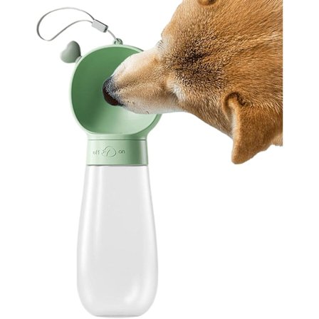 Reisevannskål for hunder | Hundevandflaskedispenser, 600 ml lekkasjesikker, enkel å bære og mate, god for fotturer, reisetilbehør (grønn)