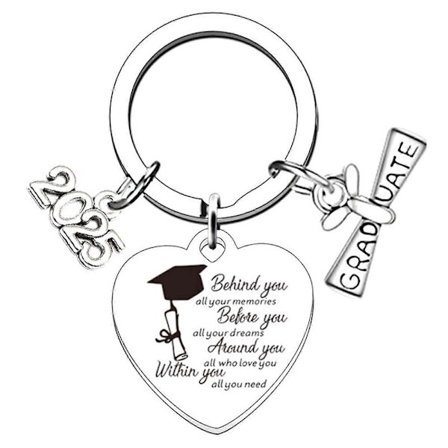 Rustfrit stål 2025 dimissionsnøglering, graverede nøgleringe, dimissionsnøgleholder, gave til studerende, der er dimitteret fra college
