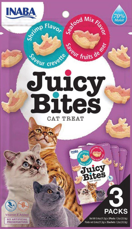 Churu - Cat Juicy Bites reke- og sjømatblanding, 3-pakning - Katt - Kattegodteri & kattegress - Belønningsgodbiter katt - ZOO.no