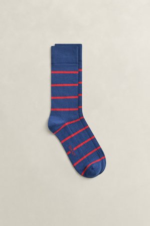 GANT Herren Gerippte Socken mit Streifen (43-45) Blau