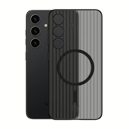 Samsung Galaxy S24 Mobilskal Korrugerad med Magnet Rvelon - Svart