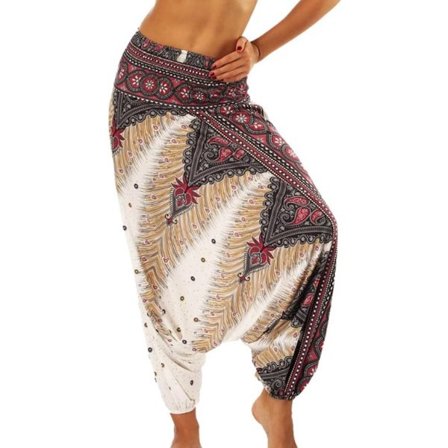 Haremsbukser - Haremsbukser - Yogabukser - Løse Bukser - Chill Bukser - Harem - Chill Bukser - Størrelse M - Hvid/Rød