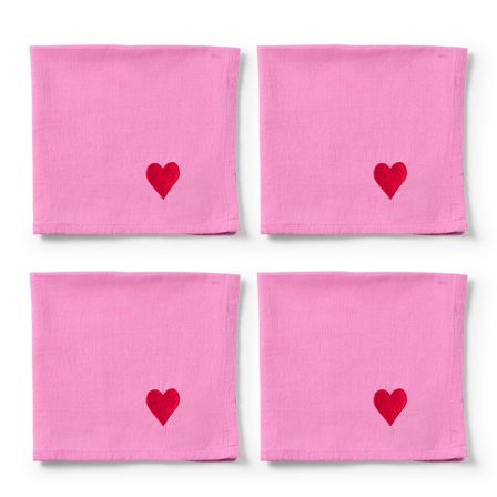 Midnatt Pink Hearts serviett 40×40 cm 4-pakning, rosa