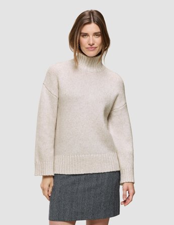 Shaping New Tomorrow - Dame - Chunky Soft Wool Knit Turtleneck - Sugar Melange - Størrelse XL