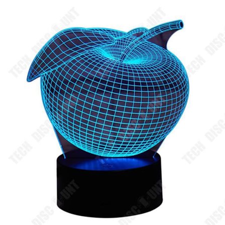 Bordslampa - TD - 3D Äppelampa - 7 Färger - USB-Uppladdningsbar - LED