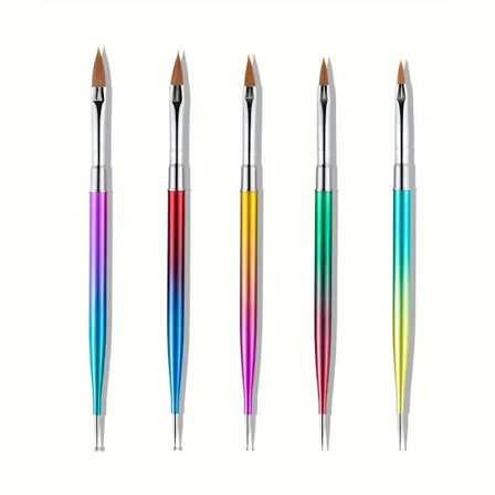 5 st Nail Art Penslar, Professionella Akryl Gel Nagellack Penslar för Applicering av Akrylpulver, Nagel Extensions Carving Pensel