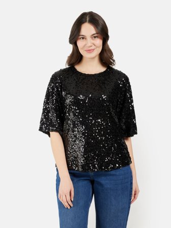 B. COPENHAGEN - Kortærmet T-shirt - Sort - Pailletter