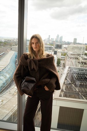 Premium Selection Oversized stickad kofta i alpackamix - Premiumkvalitet - Brun - XS