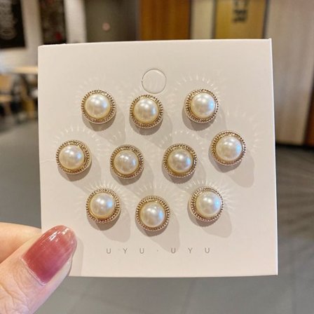 Knapp Brosch Pearl Rhinestone Button 03 03