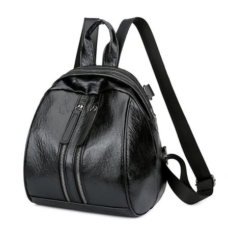 Liten Damryggsäck Handväska PU Läder Mini Ryggsäck Dam Rese Axelremsväska Konvertibel Casual Dagsryggsäck för Flicka Svart