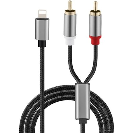 RCA-kabel för iPhone, Lightning till RCA-kabel för iPhone iPad Tablet, Stereo Aux-ljudadapter för bil hemmabio effektf,A