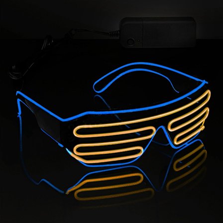 Glow In Dark Flashing Led Solglasögon, Lysande Glasögon För Fester, EDM, Halloween RB01(Blå+Gul)
