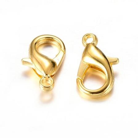 48 St. 16 mm. långa nickelfria Guldpläterade lobsterlås Gold