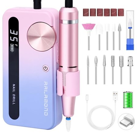 Elektrisk Neglefil Professionel, 35.000 Omdr./Min. Ledningsfri Negleboremaskine Med Negleboremaskine Bits