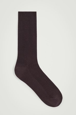 COS Men's Ribbed Socks in Brown