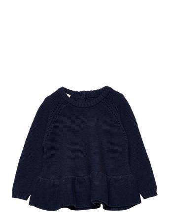 Knitted Pullover W. Frill Pullover Navy Copenhagen Colors
