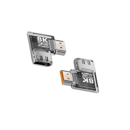 8K HDMI 2.1 Male to Female Adapter 90 Degree Side Angled UHD Connector til PC Skærm og TV 3-pak Transparent