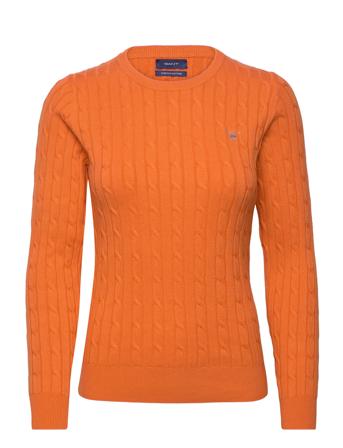 Stretch Cotton Cable C-Neck Pullover Oransje GANT*Betinget Tilbud