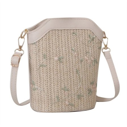 Kvinnor Ihålig Handtag Väska Vävda Hinkväska BEIGE beige