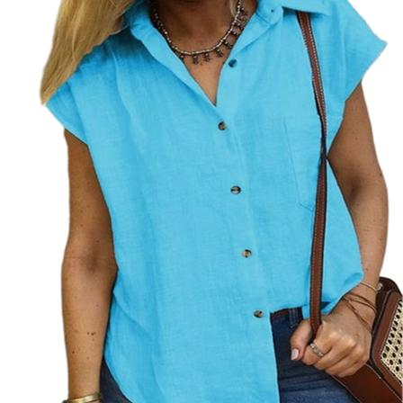 Dame Ærme Knap Ned Bomuld Linned Skjorte Bluse Løs Pasform Casual V-hals Toppe