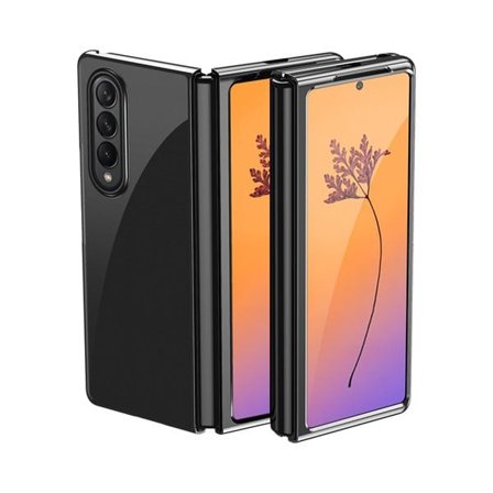 Pläteringsfodral för Samsung Galaxy Z Fold 4 fodral med en metallram svart