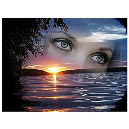 30X40cm Diamantmålning Solnedgångskvinna DIY Diamantbroderi Full