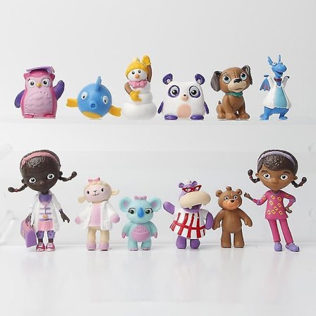 12 stk./sæt Doc Mcstuffins Figurer Legetøj Doktor Lambie Får Stuffy Drage Hallie Flodhest Chilly Snemand Model Dukker Børne Gave