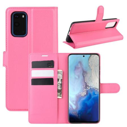 Samsung Galaxy S20 - Litchi Plånboksfodral - Rosa Pink Rosa
