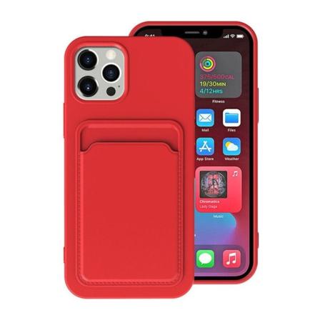 iPhone 15 Ultra Mobilskal Silikon med Korthållare - Röd Red