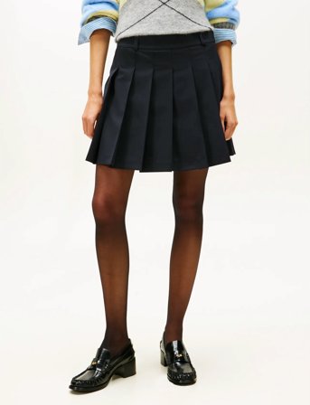 Tommy Hilfiger Timeless Wool Pleated Mini Skirt - Navy - 34