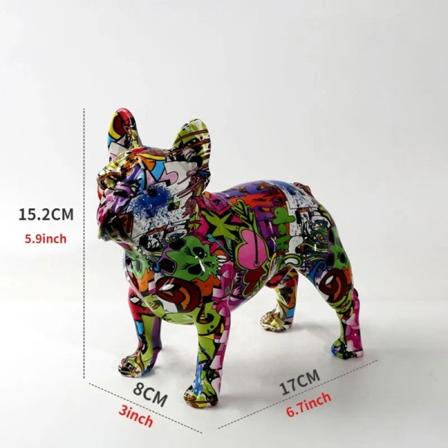 Maleri Graffiti Bulldog Statue Trykt Harpiks Hund Håndværk Hjem Dekoration