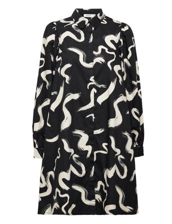 Mschpetronia Shirt Dress Aop Black MOSS COPENHAGEN