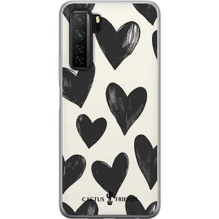 Kompatibelt Mobildeksel til Huawei Huawei P40 lite 5G Cactus and Friends - Bold Black Love Pattern
