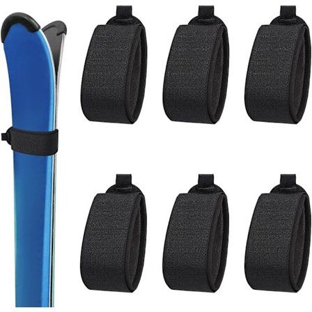 6 stk Skistrømmer, 48x5cm Skistrømmer med Justerbare Beskyttende Puter Skibindingstape Skifestning Oppbevaring for Skibrett Vintersportstilbehør