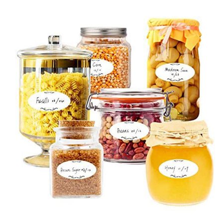 300 stk. vandtætte, olietætte, frysesikre syntetiske papiretiketter til opbevaringsglas til hjemmelavet frugt, madopbevaring, datomærkning