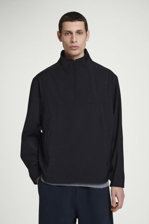 COS Men's Double-Faced Wool-Blend Half-Zip Jacket in Blue