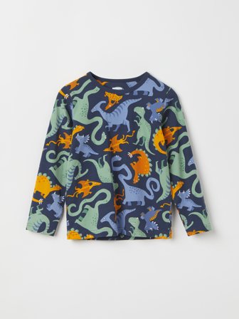 Polarn O. Pyret - Long-sleeve top with dinosaur print - 92 - Childrenswear - blue