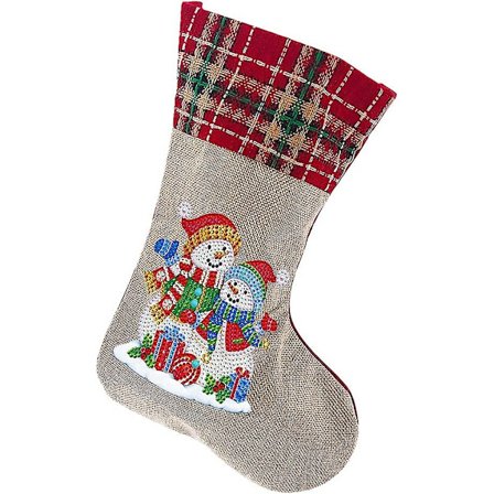 Julklappstrumpor, Diy Diamantmålning Julstrumpa, Diamant Juldekorationstrumpor Målning, Godis Leksaker Presentpåse, Festivalprydnader (snögubbe)