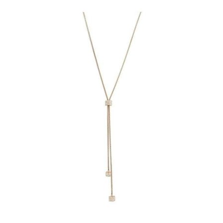 Victoria Rose halsband i roséguld med vit kubformad sten