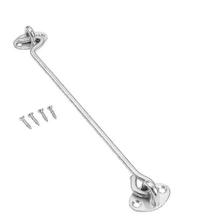 Kabalo Galvaniseret Stål Krog og Øje Lås Ekstra Lang 40 cm Vindue Dørlås Skur Stille Stativ Have
